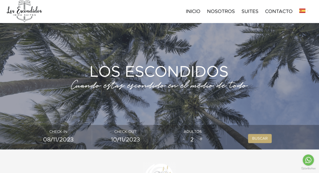 Infografia del diseño web de Los Escondidos Ibiza por Amenitiz