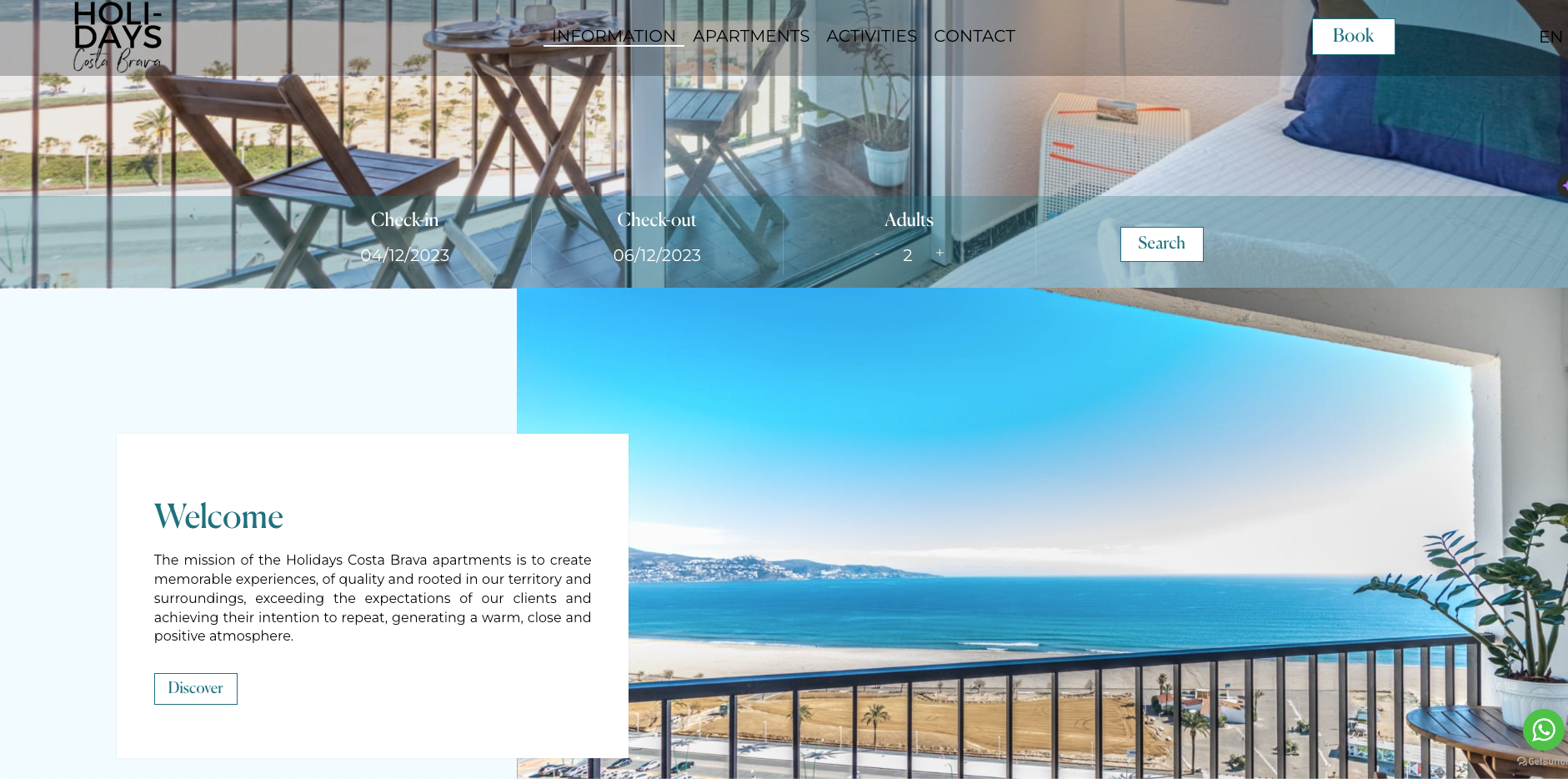 Infographic of an example of best hotel website design: "The Holidays Costa Brava"