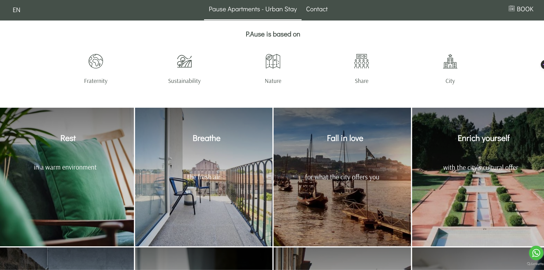 Infographic of an example of best hotel website design: "Pause Apartments"